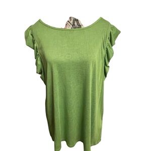 DKNY Green Ruffle Sleeve Blouse